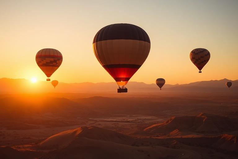 Vol en montgolfière au lever du soleil au-dessus de la palmeraie de Marrakech